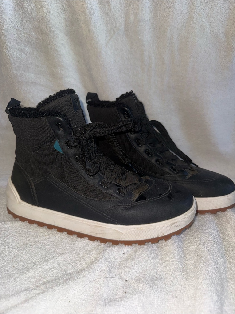 Vessi Waterproof Black High-Top Lace-Up Sneakers with White Sole